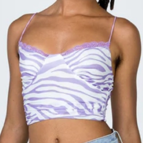 Princess Polly Pandora Lace Trim Crop Top - Picture 1 of 4